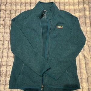 L.L. Bean Sweater Fleece Full Zip-Up Jacket, Teal (PETITE)